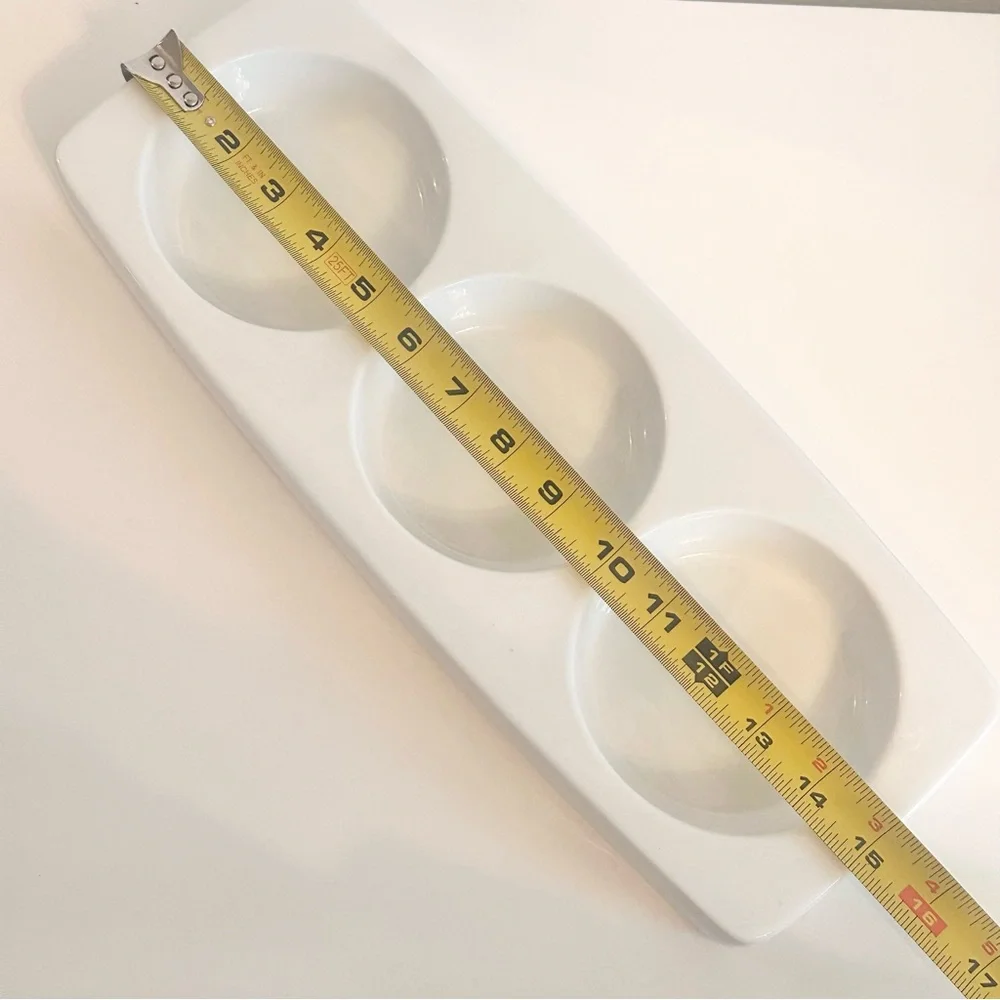 Crate Barrel Bret Bortner Condiment Spoon Ladle Rest Divided Serving Tray Plate